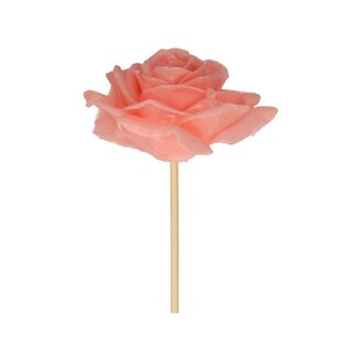 4A Wax Rose on stick | Colour: Light pink | Rose pick | Diameter 10 centimetre | Length ± 25 centimetre | Per 12 rose picks