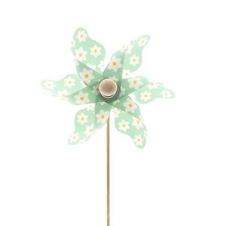 4A Windmühle am Stab | Farbe: Grün | Windmühlen-Pflanzstecker | Durchmesser 9 centimeter | Länge ± 50 centimeter | Pro 25 Pflanzstecker