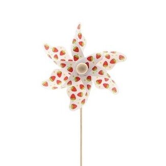 4A Windmühle am Stock | Farbe: Natuurlijkes Weiß | Windmühlen-Stecker | Durchmesser 9 centimeter | Länge ± 50 centimeter | Pro 25 Stecker