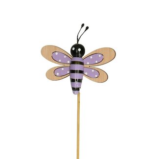 4A Abeille flock sur tige | Couleur: lilas | Avec piquet pour abeille | Diamètre 5 centimeter | Longueur ± 50 centimeter | Par 25 piquets pour abeille