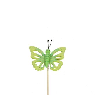 4A Vlinder op stok | Kleur: Groen | Vlinder Bijsteker | Diameter 7 centimeter | Lengte ± 12 centimeter | Per 25 bijstekers