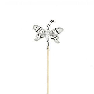 4A Butterfly on Spiral on stick | Colour: Natural White | Butterfly pick | Diameter 6 centimetre | Length ± 50 centimetre | Per 25 picks