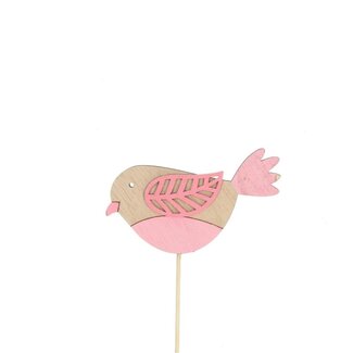 4A Bird on stick | Colour: Pink | Bird pick | Diameter 5 centimetre | Length ± 12 centimetre | Per 25 picks