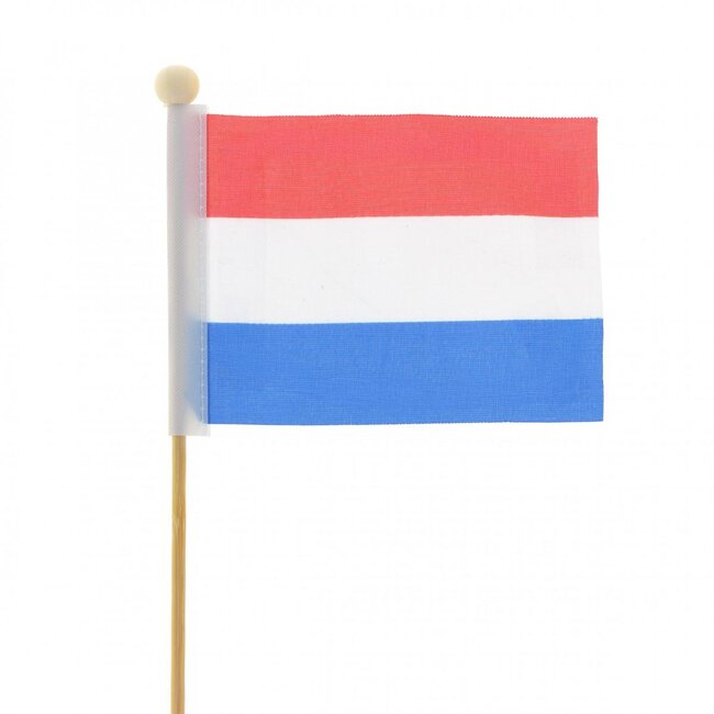 Drapeau néerlandais sur tige | Kleur: Tricolore | Pique drapeau | Hoogte 8 centimètre | Breedte 11 centimètre | Lengte ± 50 centimètre | Per 25 piques
