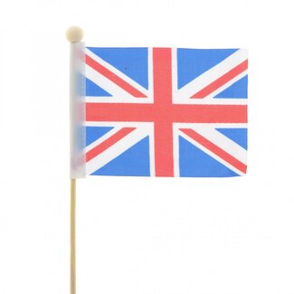 4A English flag on stick | Colour: Tricolour | Flag pick | Height 8 centimeter | Width 11 centimeter | Length ± 50 centimeter | Per 25 picks