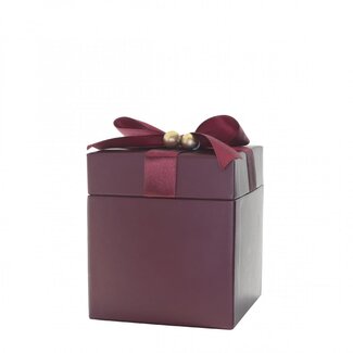 4A Bouquet holder Gift box Hat box “Gift” | Colour: Bordeaux red | Diameter 9.5 centimeter | Height 10 centimeter | Per 10 bouquet holders