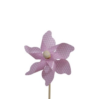 4A Windmill on stick | Colour: Pink | Windmill pick | Diameter 9 centimeter | Length ± 20 centimeter | Per 12 picks