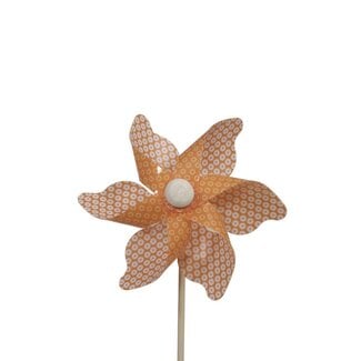 4A Moulin à vent sur tige | Couleur: Orange | Pique de moulin à vent | Diamètre 9 centimeter | Longueur ± 20 centimeter | Par 12 piquets