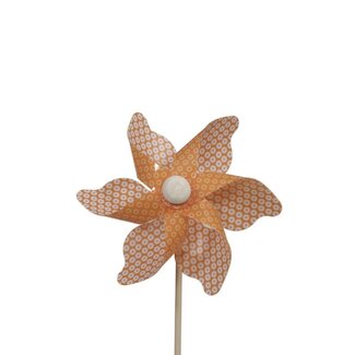 4A Windmill on stick | Colour: Orange | Windmill pick | Diameter 9 centimeter | Length ± 20 centimeter | Per 12 picks
