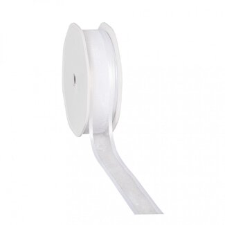 4A Organza Satin Ribbon | Colour: Natural White | Width 25 millimetre | Length 25 metre | Per roll