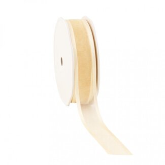 4A Organza Satinband | Farbe: cremefarben | Breite 25 millimeter | Länge 25 meter | Pro Rolle