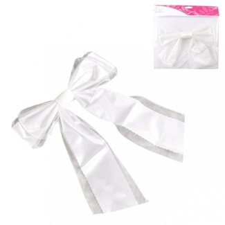 4A Bow Ribbon with Organza | Colour: Natural White | Diameter 26 centimetre | Per 12 bows