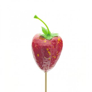 4A Fraise sur bâton | Couleur: Rouge | Diamètre 5 centimeter | Longueur ± 50 centimeter | Par 25 piques