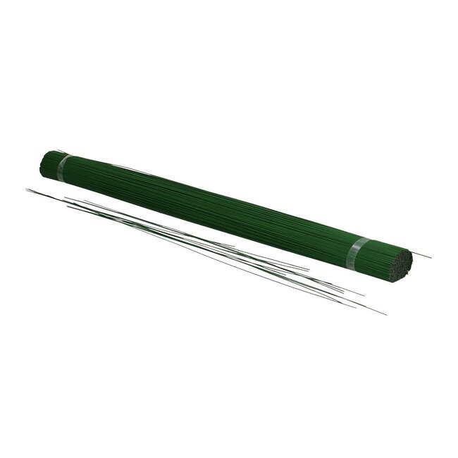 Lacquered floral wire blunt | Colour: Dark green | Diameter 0.9 millimetre | Length 50 centimetre | Weight 2.5 kilo | Per box