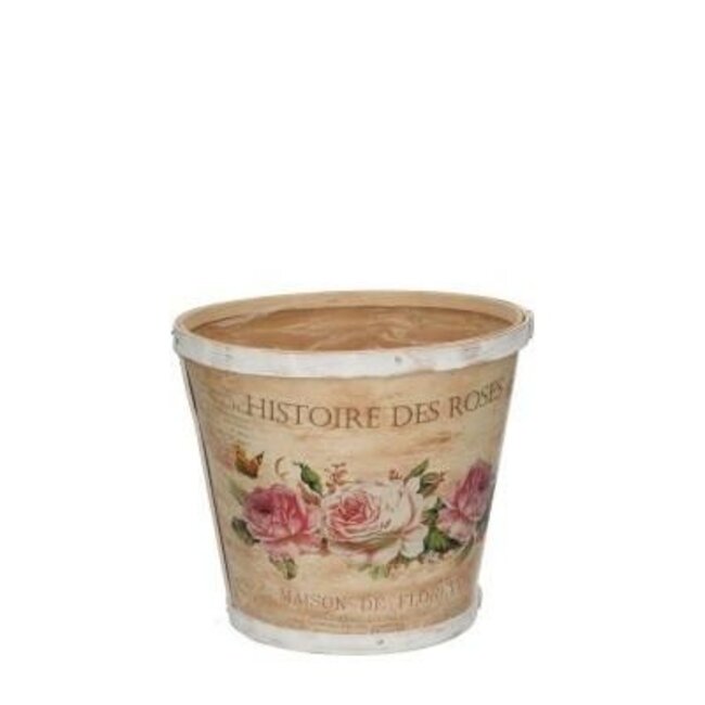 Wooden Flowerpot Planter “Histoire” | Colour: Pink White | Diameter 17 centimetre | Height 15 centimetre | Per 10 flowerpots