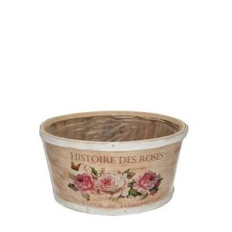 4A Houten Bloempot Plantenbak “Histoire” | Kleur: Roze Wit | Diameter 22 centimeter | Hoogte 11 centimeter | Per 10 plantenbakken