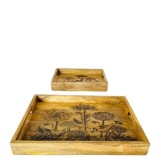 4A Houten Dienblad “Forest” set van 2 | Kleur: Lichtbruin | Diameter 42 centimeter | Per set van 2 dienbladen