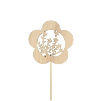 4A Bloem Flori am Stiel | Farbe: Hellbraun | Bloem Stecker | Durchmesser 7 centimeter | Länge ± 50 centimeter | Pro 25 Stecker