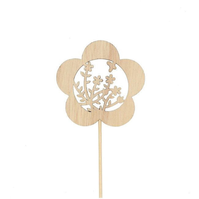 Flower Flori on stick | Colour: Light brown | Flower pick | Diameter 7 centimeter | Length ± 50 centimeter | Per 25 flower picks