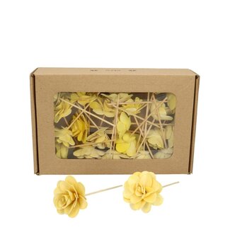 4A Roos op stok | Kleur: Geel | Roos Bijsteker | Diameter 6 centimeter | Lengte ± 10 centimeter | Per 23 bijstekers