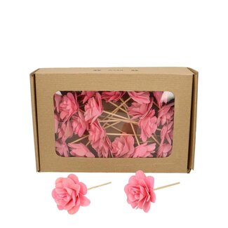 4A Rose on stem | Colour: Pink | Rose pick | Diameter 6 centimetre | Length ± 10 centimetre | Per 23 picks