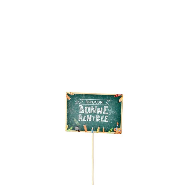 Blackboard on stick “Bonne Rentrée” | Colour: Mixed Colours | Height 6 centimetre | Width 8 centimetre | Length ± 50 centimetre | Per 25 plant picks