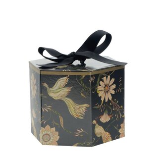 4A Bouquet holder Gift box Hatbox “Birds” | Colour: Black | Diameter 15 centimeter | Height 13 centimeter | Per 6 bouquet holders