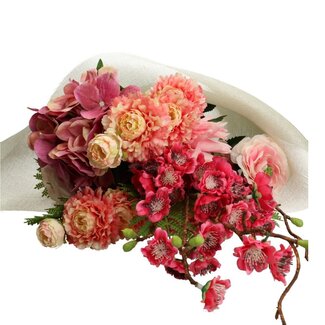 4A Bouquet Fleurs artificielles “Sakura“ | Couleur: Rose | Fleurs artificielles de cerisier | Hauteur ± 50 centimeter | Par bouquet