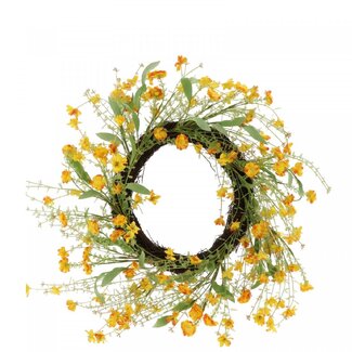 4A Zijden Krans “Bloeiende Lente” | Kleur: Geel | Diameter 50 centimeter | Per krans