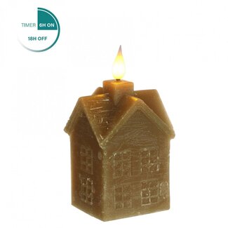 4A LED Wax Huisje | Kleur: Lichtbruin | Lengte 6 centimeter | Breedte 5 centimeter | Hoogte 12 centimeter | Per 6 huisjes