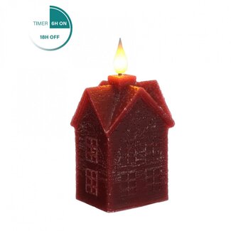 4A LED Wax House | Colour: Red | Length 6 centimeter | Width 5 centimeter | Height 12 centimeter | Per 6 houses