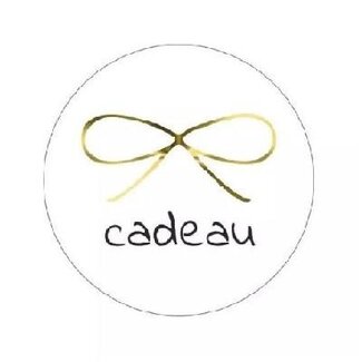 4A Sticker Label met tekst “Cadeau” | Kleur: Natuurlijk Wit | Diameter 39 millimeter | Per 500 stickers