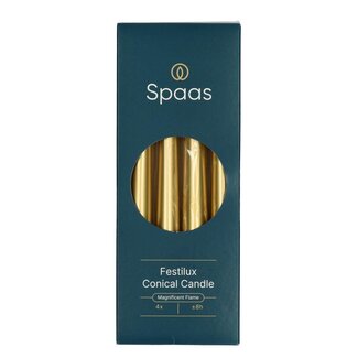 4A Gotische Kaars | Kleur: Goudkleurig | Diameter 2.3 centimeter | Lengte 25 centimeter | Per 4 kaarsen