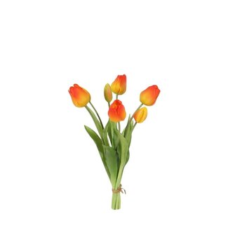 4A Boeket Tulpen Kunstbloemen | Kleur: Oranje | 7 tulpen per boeket | Hoogte ± 41 centimeter | Per boeket