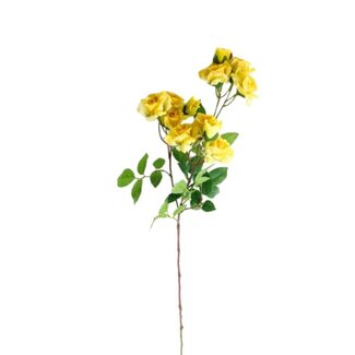 4A Sprayrose Kunstblume | Farbe: Gelb | Rosa Spray Kunstblumen | Länge ± 65 centimeter | Pro 6 Kunstblumen