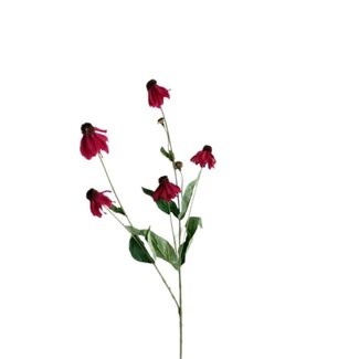 4A Fleur artificielle Zonnehoed | Couleur: Rouge | Fleurs artificielles Echinacea Purpure | Longueur ± 65 centimeter | Par 10 fleurs artificielles