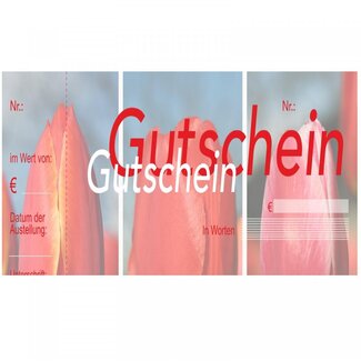 4A Gift voucher with Tulip | Colour: Red | Width 15 centimetre | Height 10 centimetre | Per 50 gift vouchers