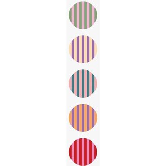 4A Sticker Label with stripes | Colour: Mixed Colours | Diameter 40 millimetre | Per 250 stickers