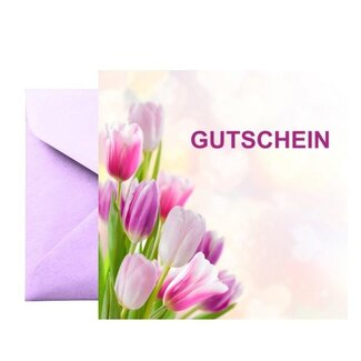 4A Kadobon met Tulp | Kleur: Gemengde Kleuren | Breedte 13 centimeter | Hoogte 13 centimeter | Per 25 kadobonnen