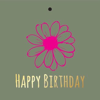 4A Label Kaartje met tekst “Happy Birthday” | Kleur: Groen | Breedte 7 centimeter | Hoogte 7 centimeter | Per 20 labels