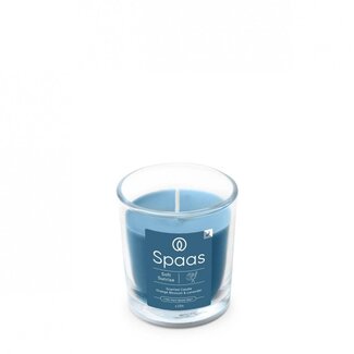 4A Geurkaars Glas “Sunrise” | Kleur: Blauw | Diameter 7 centimeter | Hoogte 7.5 centimeter | Per 6 geurkaarsen