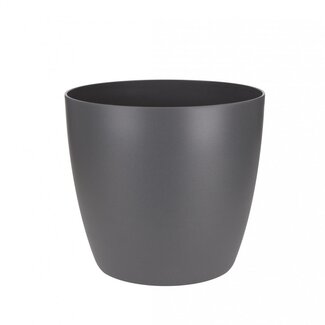 4A Kunststof Bloempot Plantenpot "Brussel" | Kleur: Grijs | Diameter 25 centimeter | Hoogte 23 centimeter | Per 4 bloempotten