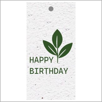 4A Biologisch Kärtchen Label mit Text “Birthday” | Farbe: Weiß Grün | Breite 5 centimeter | Höhe 10 centimeter | Pro 10 Etiketten