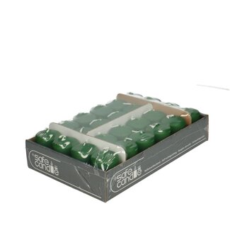 4A Stumpenkerze “Safe Candle” | Farbe: Dunkelgrün | Durchmesser 4 centimeter | Höhe 6 centimeter | Pro 24 Kerzen