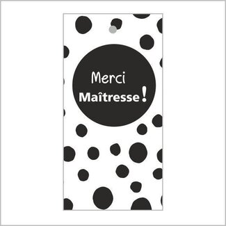 4A Kaartje Label met Franse tekst “Maîtresse” | Kleur: Zwart Wit | Breedte 5 centimeter | Hoogte 10 centimeter | Per 20 labels