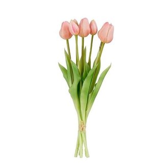 4A Boeket Tulpen Kunstbloemen | Kleur: Lichtroze | 7 tulpen per boeket | Hoogte ± 38 centimeter | Per boeket