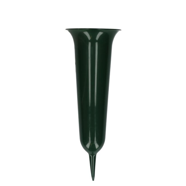 Kunststof Grafvaas | Kleur: Donkergroen | Diameter 14 centimeter | Hoogte 37 centimeter | Per 5 grafvazen