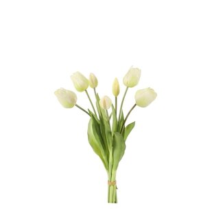 4A Strauß Tulpen Kunstblumen | Farbe: Cremefarben | 7 Tulpen pro Strauß | Höhe ± 41 Zentimeter | Pro Strauß
