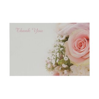 4A Label Kaartje met Engelse tekst “Thank You” | Kleur: Roze | Breedte 9 centimeter | Hoogte 6 centimeter | Per 50 labels