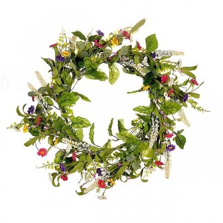 4A Zijden Krans “Bloeiende Lente” | Kleur: Groen | Diameter 54 centimeter | Per krans